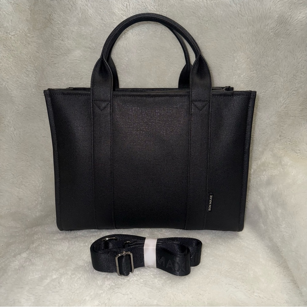 Bon Maxie Small Bon Vivant Tote Black Coated Canvas